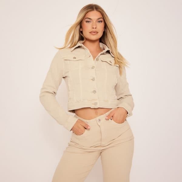 EGO EGO Stone Long Sleeve Button Detail Jacket in Denim