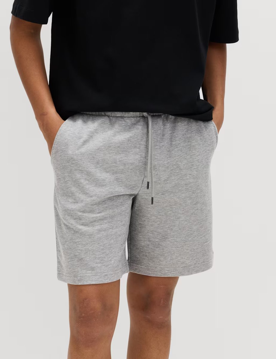 Marks & Spencer M&S Elasticated Waist Cotton Rich Shorts Grey Marl - 2
