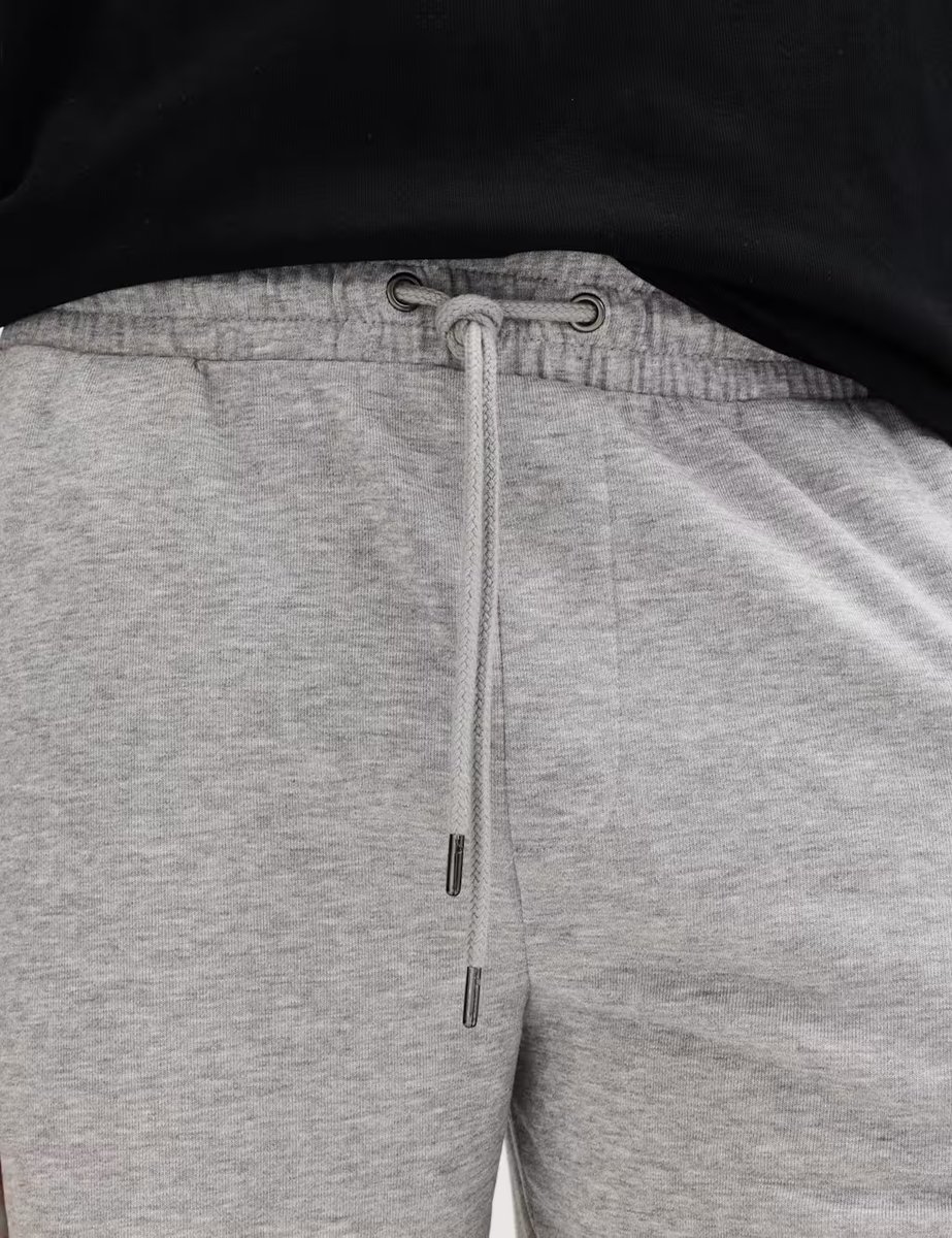 Marks & Spencer M&S Elasticated Waist Cotton Rich Shorts Grey Marl - 4