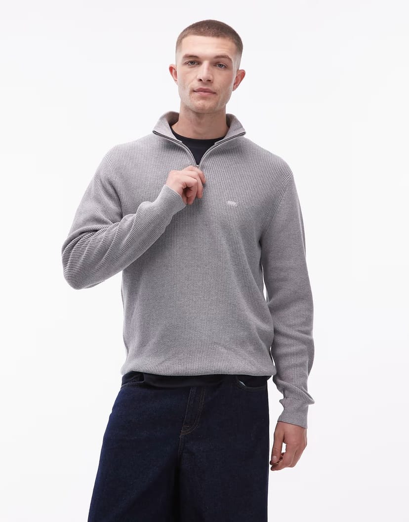 ASOS Levi's 1/4 zip jumper in light grey - 1