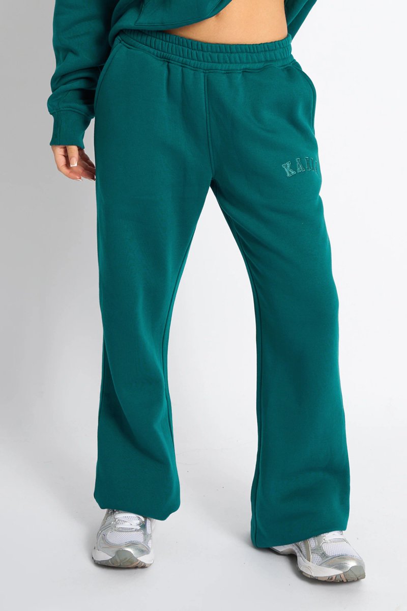 Kaiia Kaiia Logo Wide Leg Joggers Teal - 2