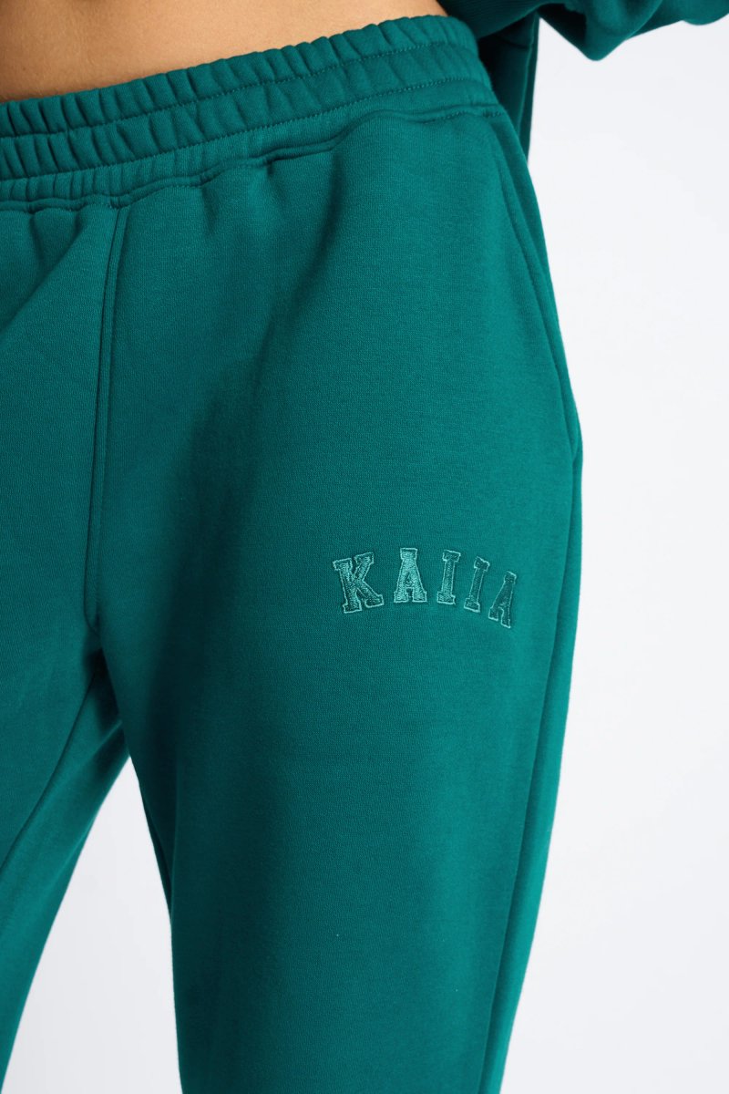 Kaiia Kaiia Logo Wide Leg Joggers Teal - 4