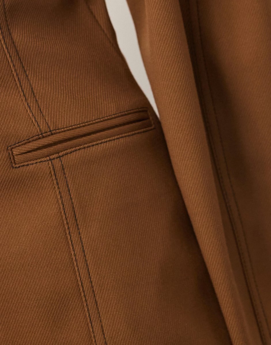 ASOS ARRANGE twill sculpted blazer co-ord in brown - 3