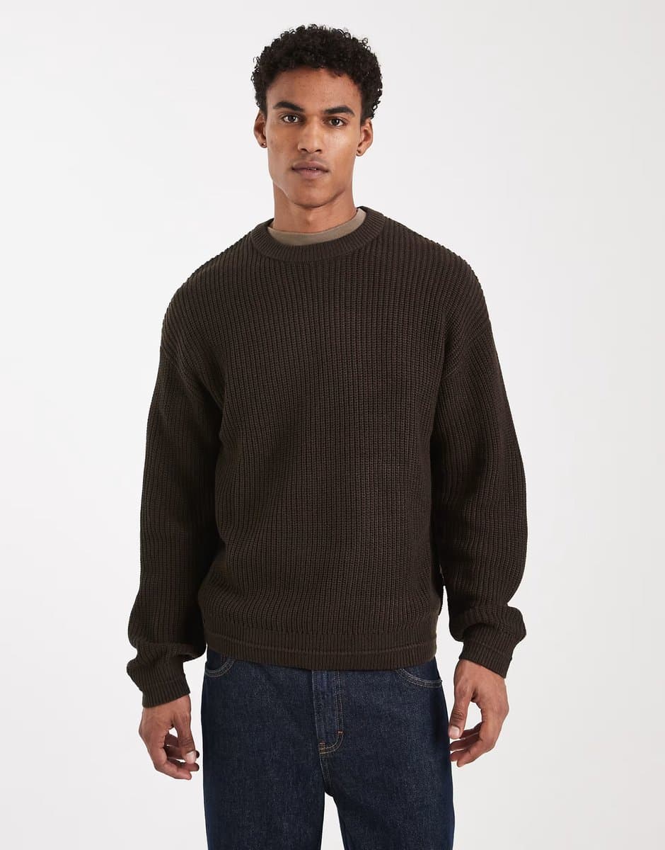 ASOS ASOS Jack & Jones Oversized Jumper in Brown