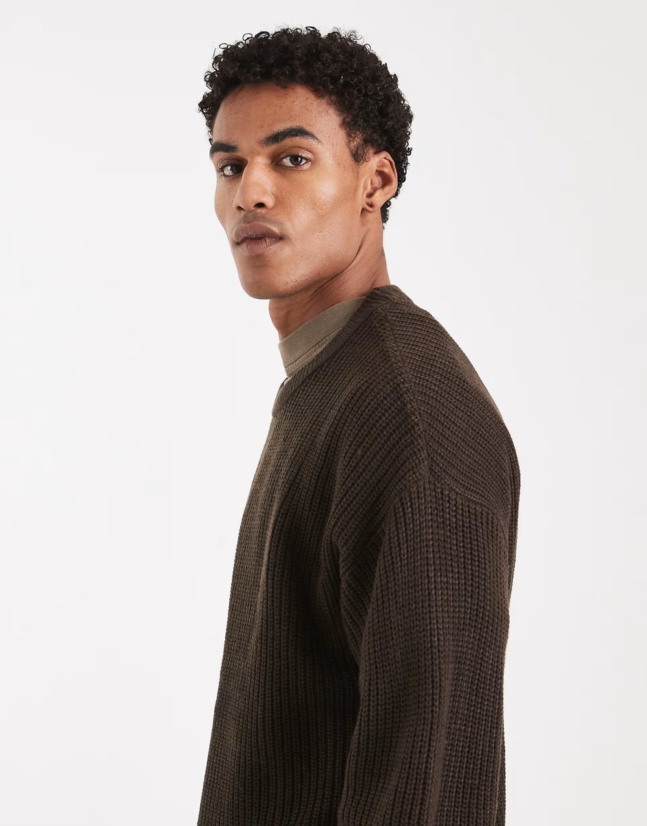 ASOS Jack & Jones oversize jumper in brown - 4