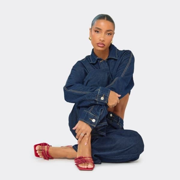 EGO EGO Strappy Bow Detail Slingback Heel Mule in Red