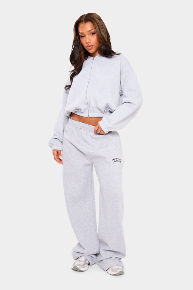 Kaiia Kaiia Zip Through Bomber Style Sweatshirt Light Grey Marl - 3