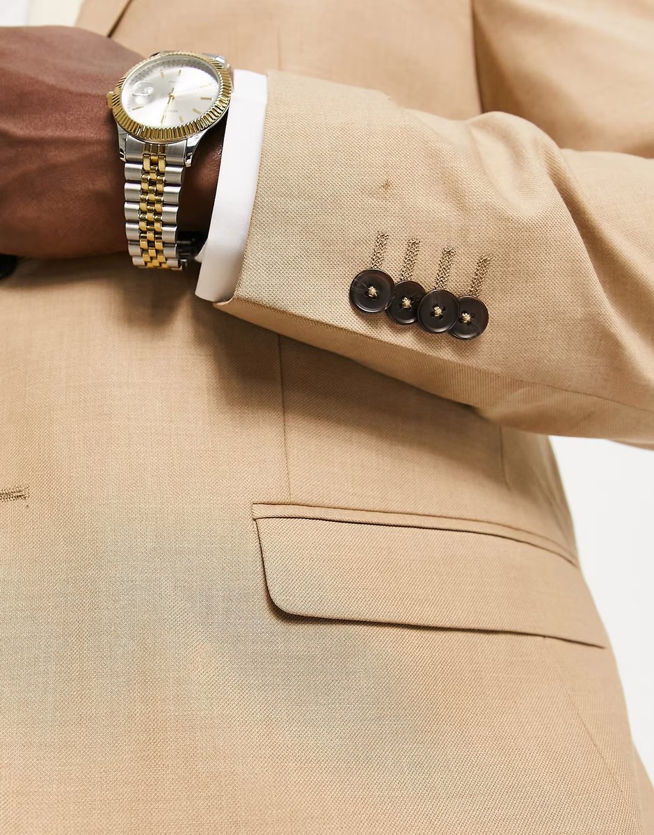 ASOS Jack & Jones Premium slim fit single breasted suit jacket in sand - 2