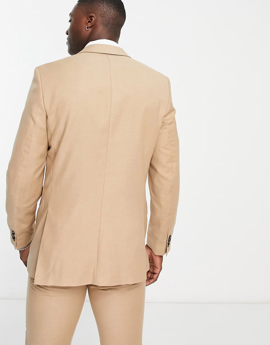 ASOS Jack & Jones Premium slim fit single breasted suit jacket in sand - 4