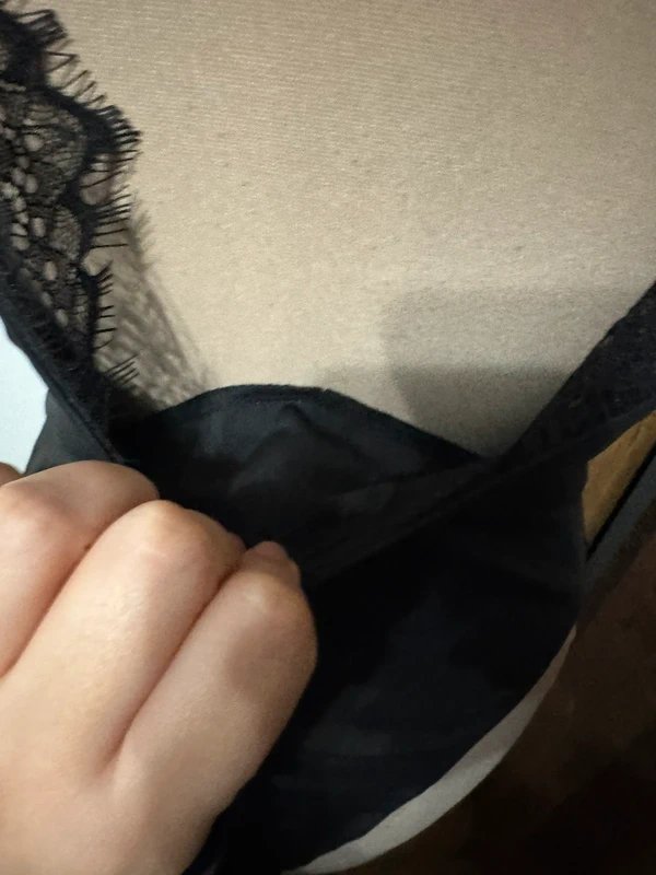 ASOS Design black lace straps ruched bodysuit plain stretch size 10 - 3