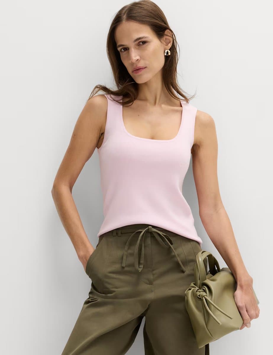 Marks & Spencer M&S Square Neck Slim Fit Knitted Vest English Rose