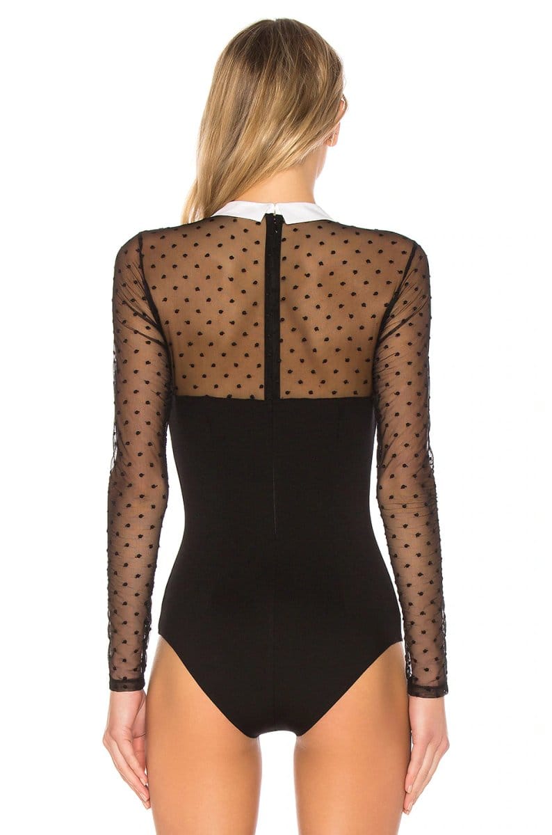 revolve Collared Bodysuit With Dotted Tulle - 4