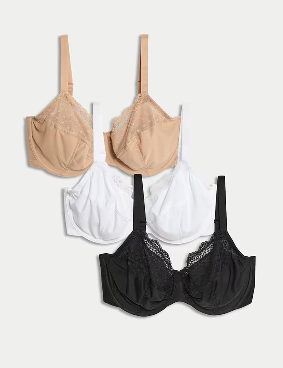 Marks & Spencer M&S 3pk Wired Full Cup Bras F-H Black Mix