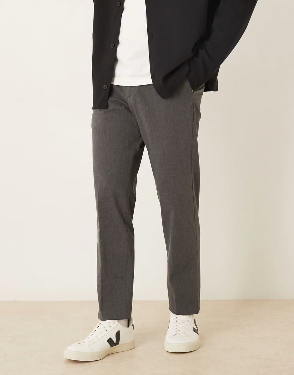 ASOS ASOS Charcoal Straight Tailored Trousers in Charcoal