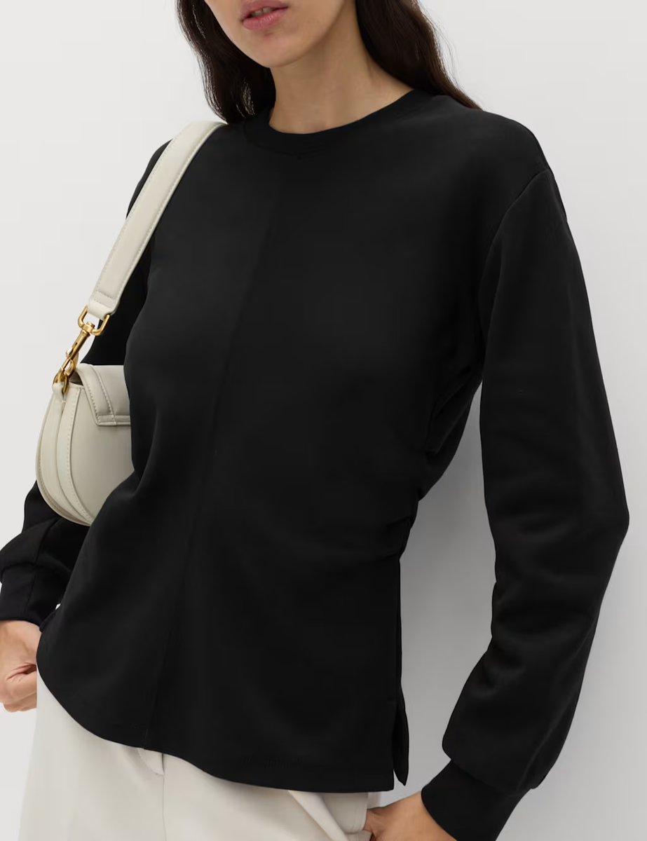 Marks & Spencer M&S Cotton Blend Waisted Sweatshirt Black - 2