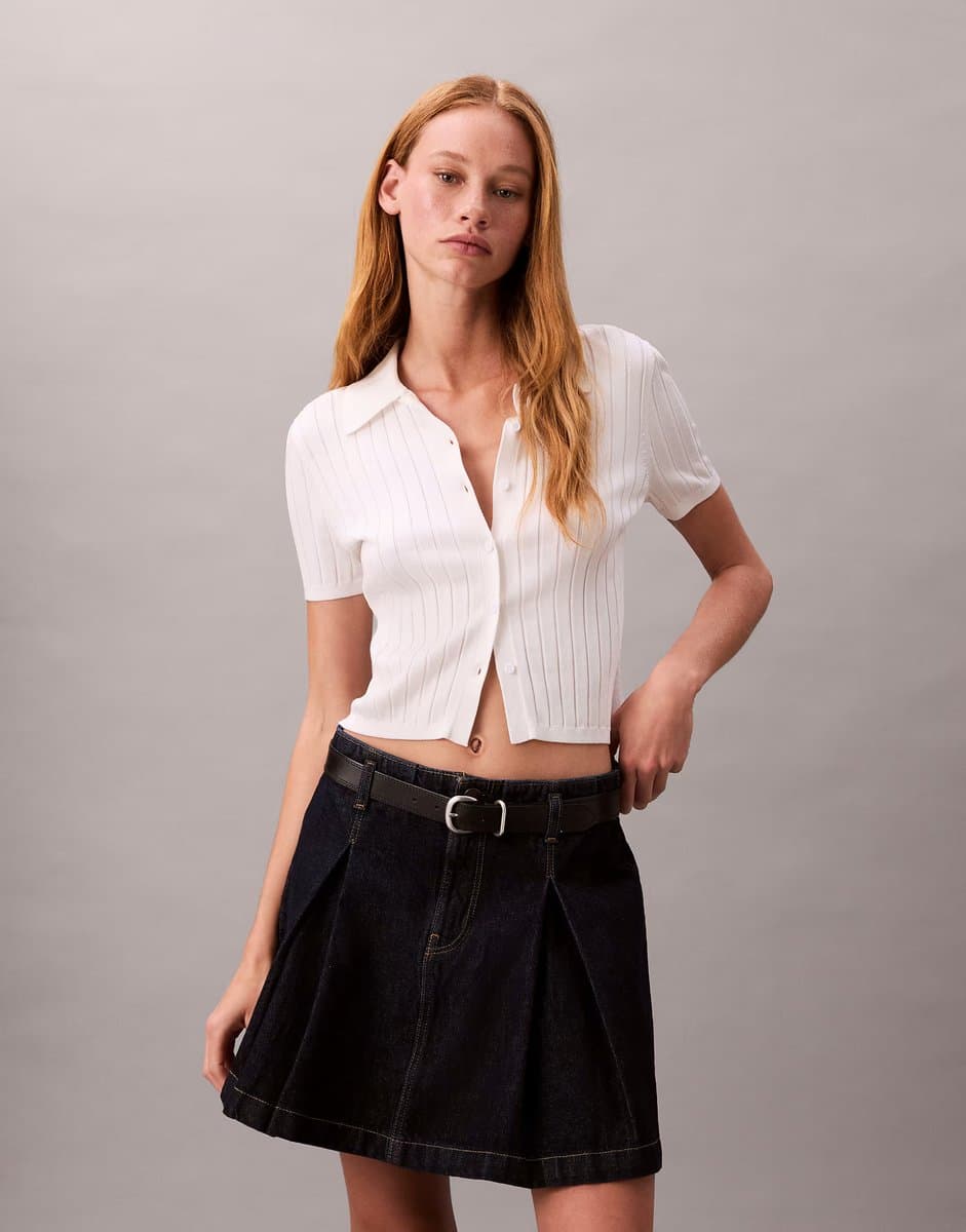 ASOS ASOS Calvin Klein Jeans Denim Pleated Skirt in Indigo Rinse