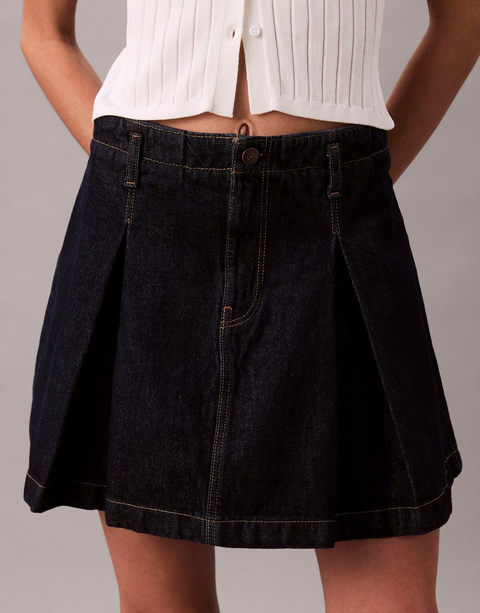 ASOS Calvin Klein Jeans denim pleated skirt in indigo rinse - 4