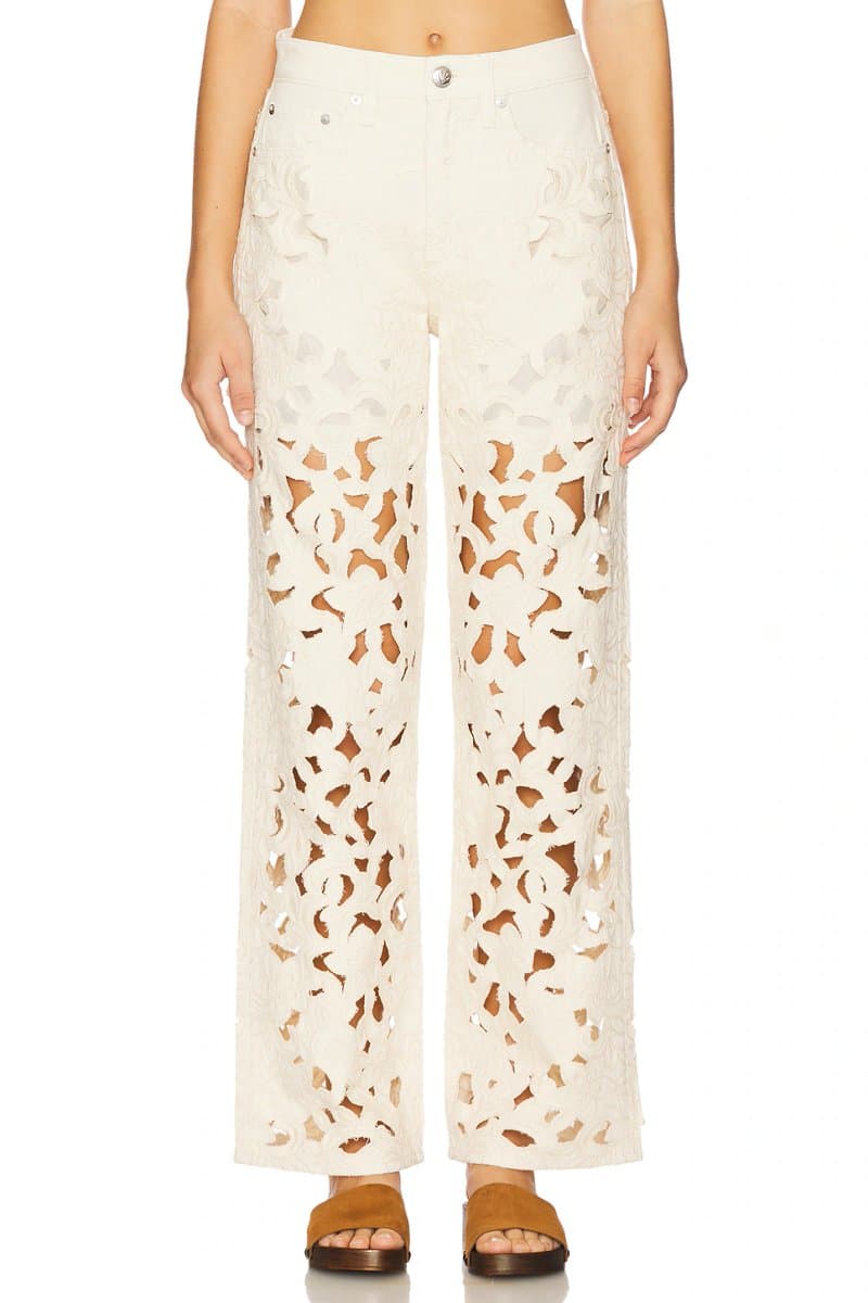 revolve Logan Floral Cutout Wide Leg Jeans