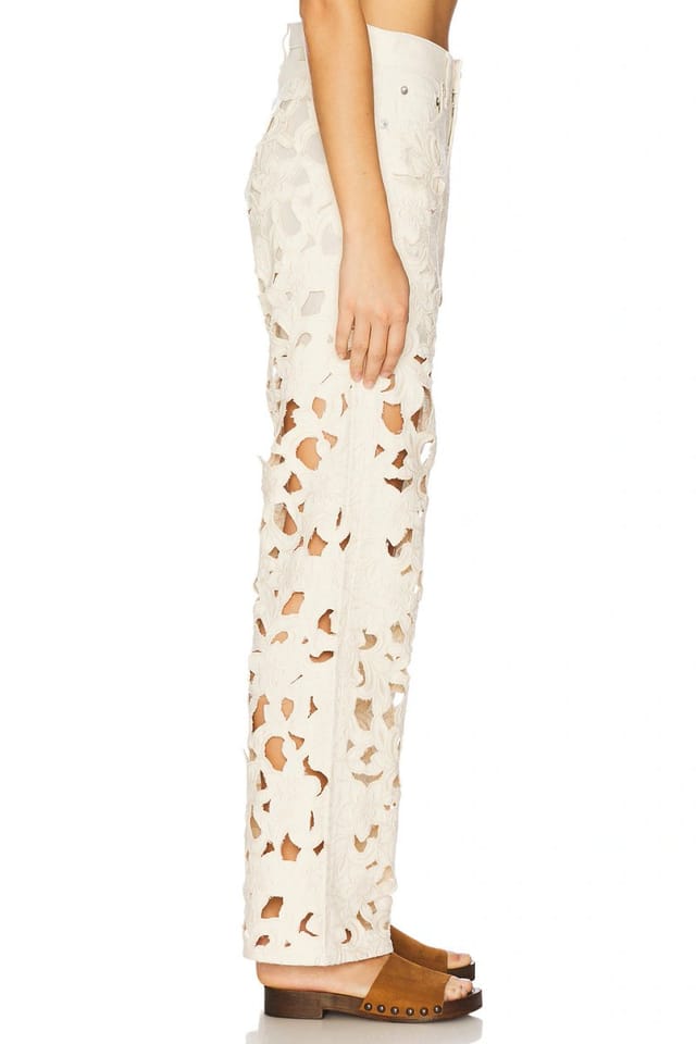 revolve Logan Floral Cutout Wide Leg Jeans - 3