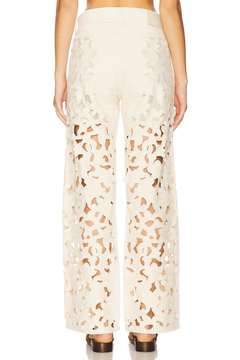 revolve Logan Floral Cutout Wide Leg Jeans - 4