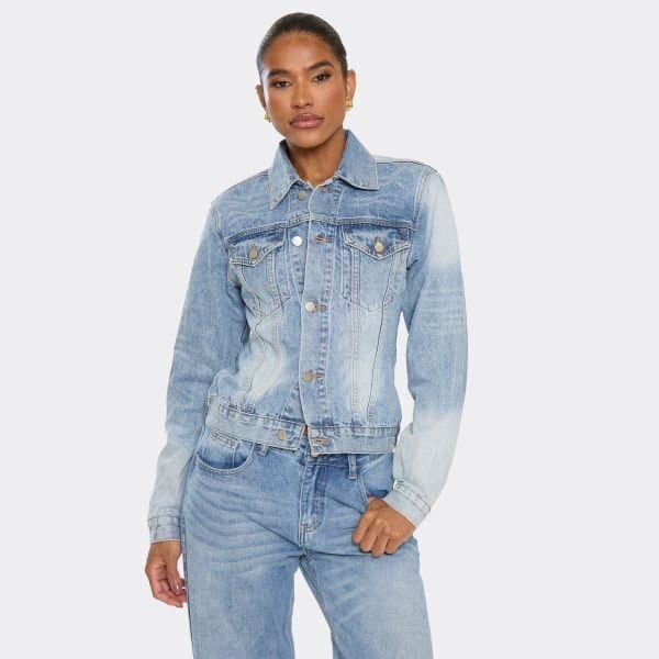 EGO EGO Light Blue Denim Jacket with Cinched Waist