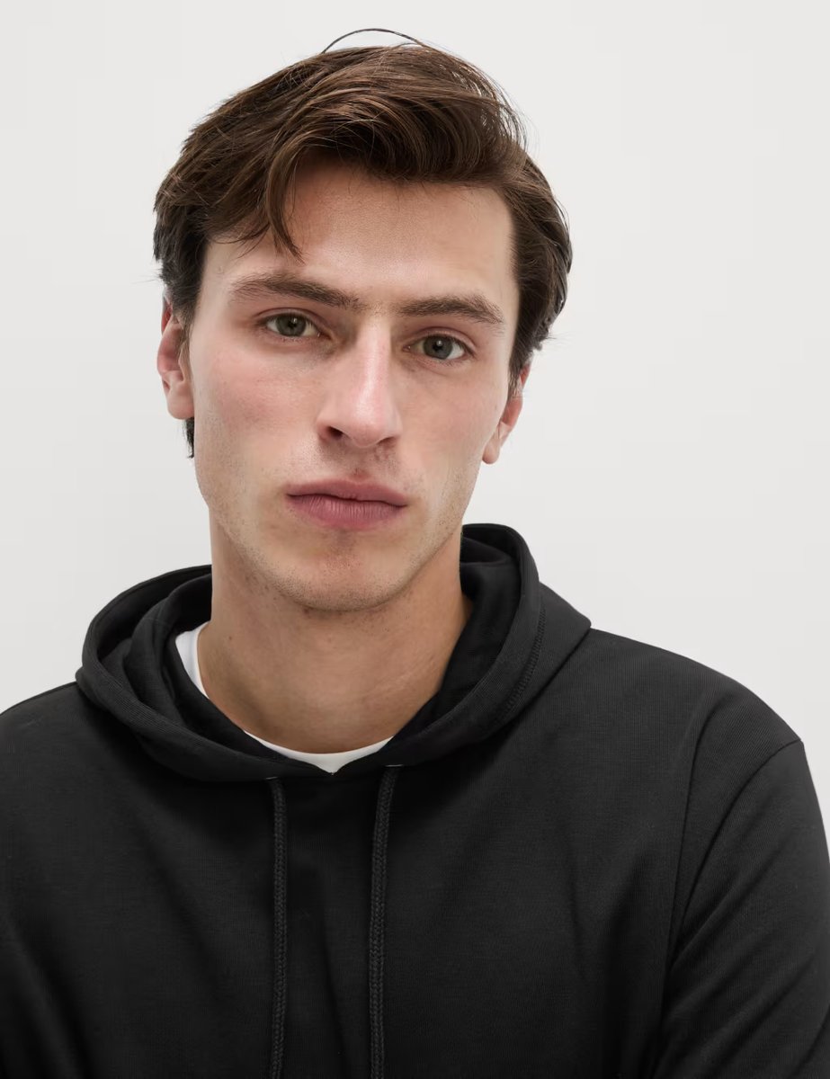 Marks & Spencer M&S Cotton Rich Lightweight Hoodie Black - 3