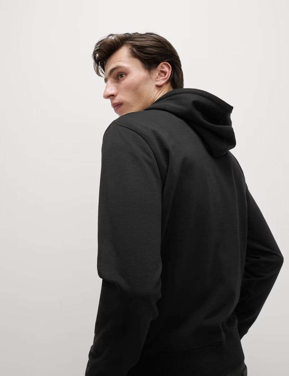 Marks & Spencer M&S Cotton Rich Lightweight Hoodie Black - 4