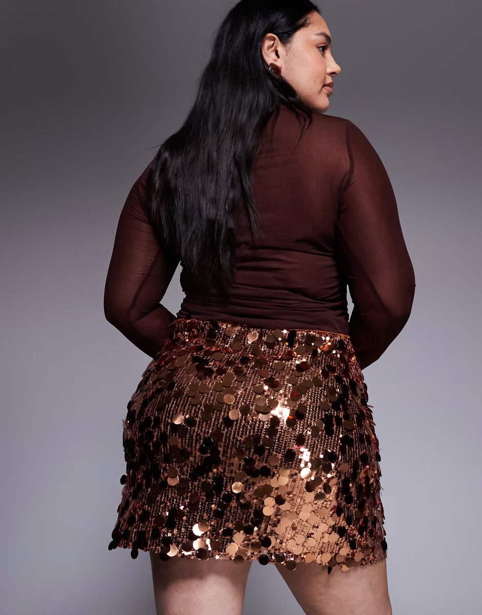 ASOS Renee Studio disc sequin mini skirt in gold - 4
