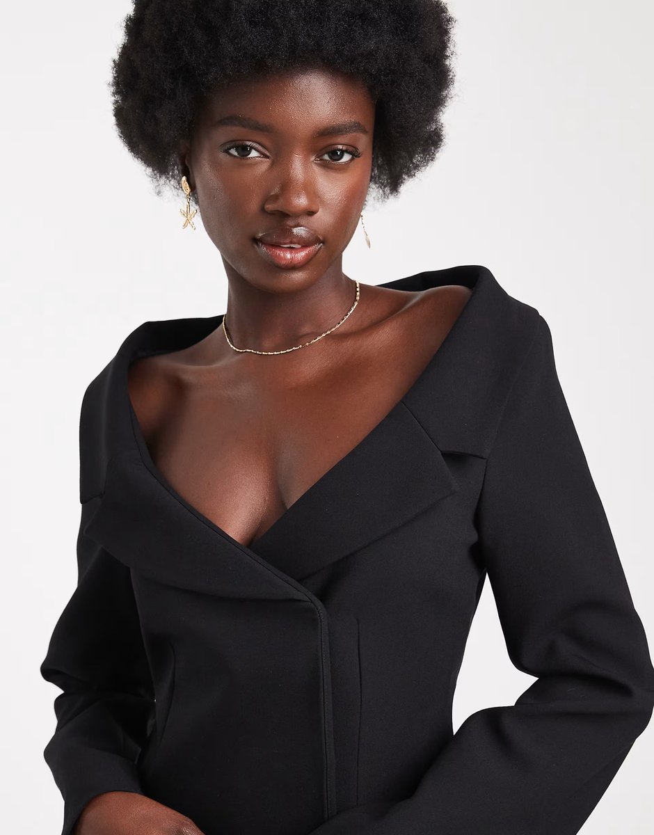 ASOS ASOS DESIGN off shoulder blazer dress in black - 4