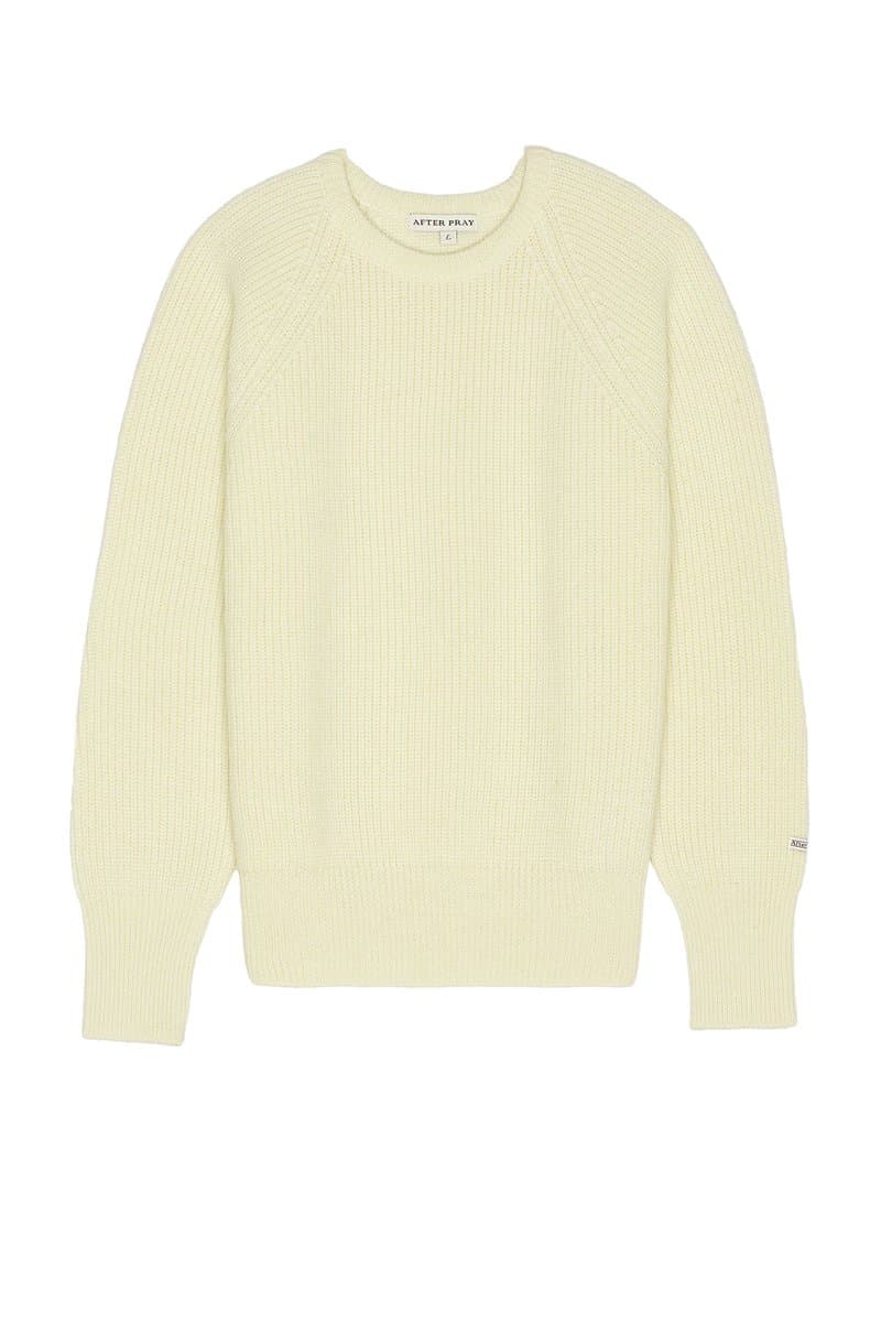 revolve Revolve Ivory Patched Knit Crew Neck Sweater