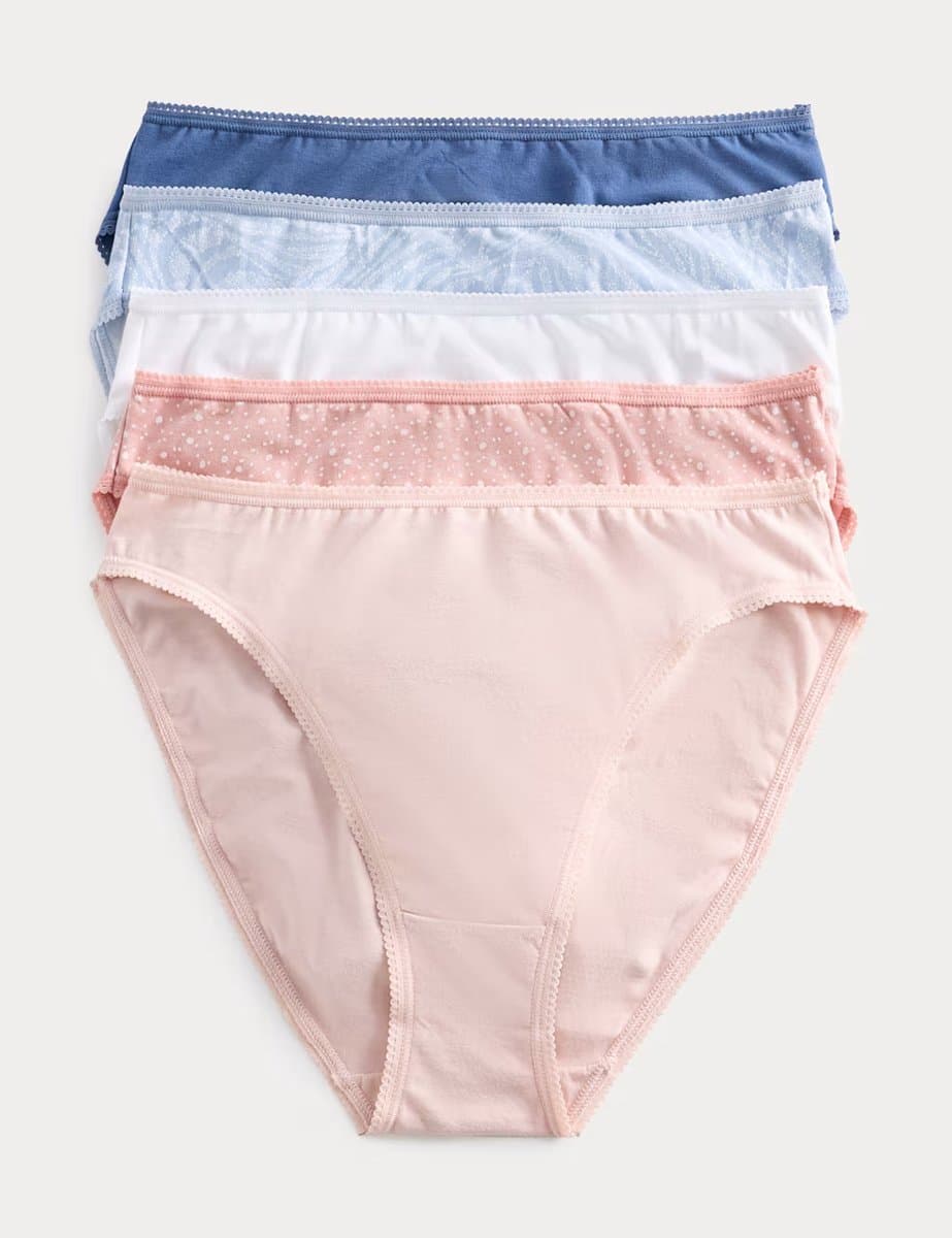 Marks & Spencer M&S 5pk Cotton Lycra™ High Leg Knickers Dark Blue