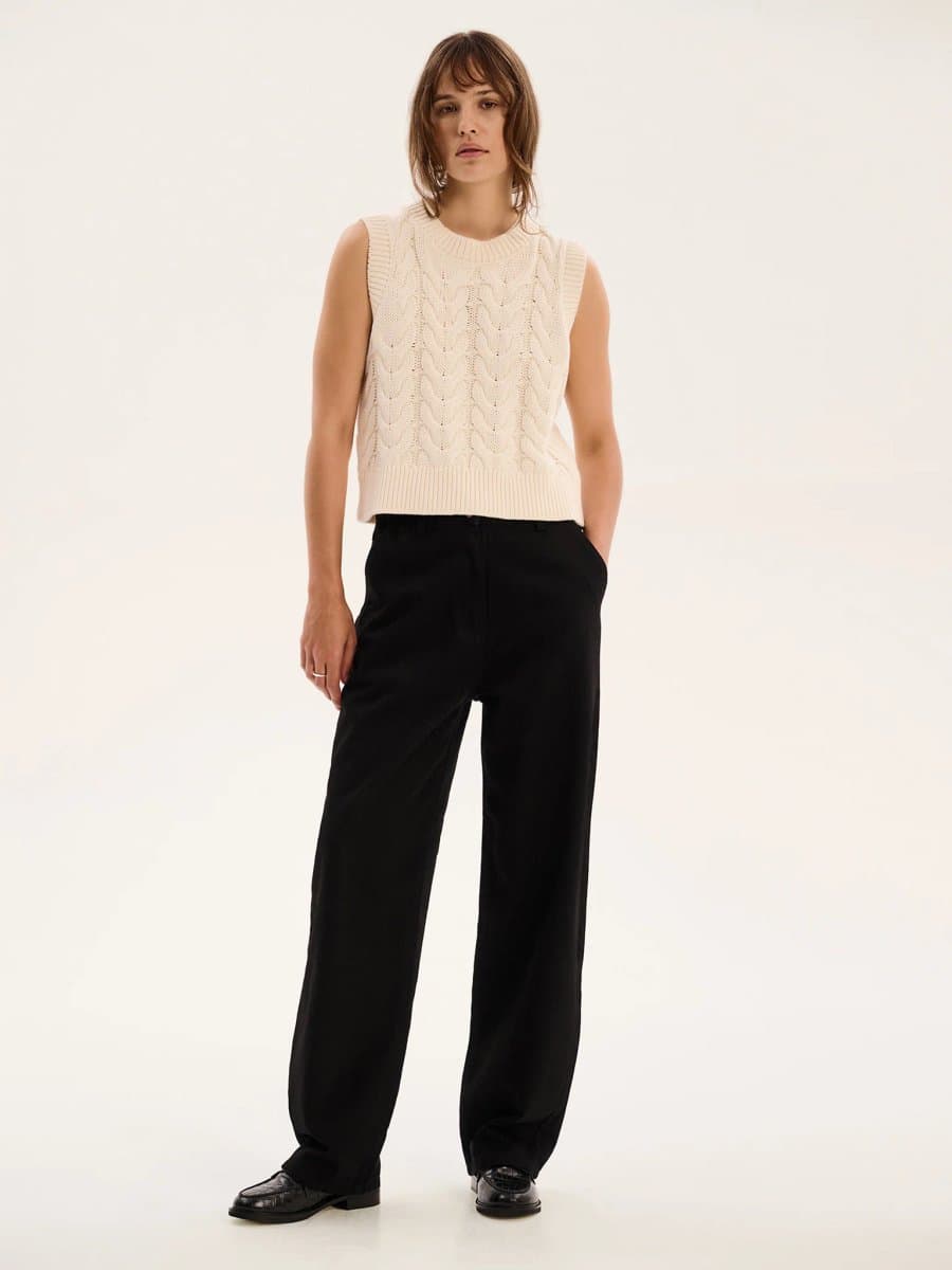 OMNES Bobbi Cable Knit Vest in Cream