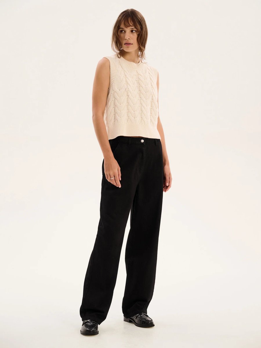 OMNES Bobbi Cable Knit Vest in Cream - 2