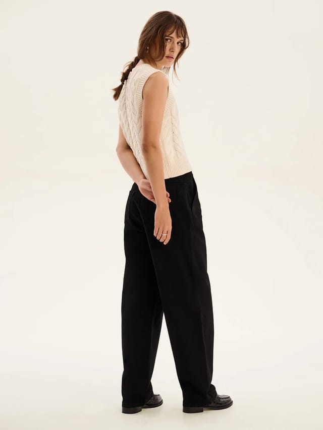 OMNES Bobbi Cable Knit Vest in Cream - 3
