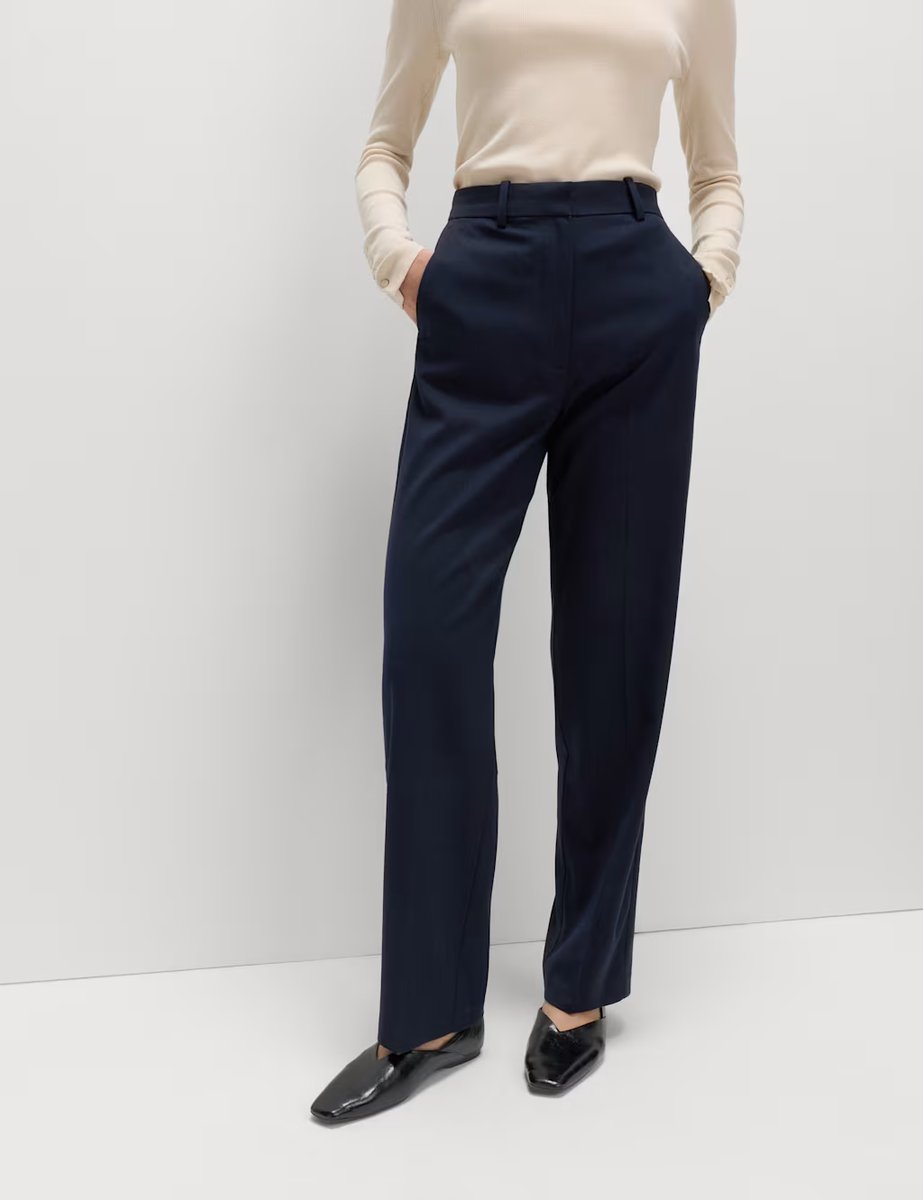Marks & Spencer M&S Straight Leg Trousers with Stretch Dark Navy - 3