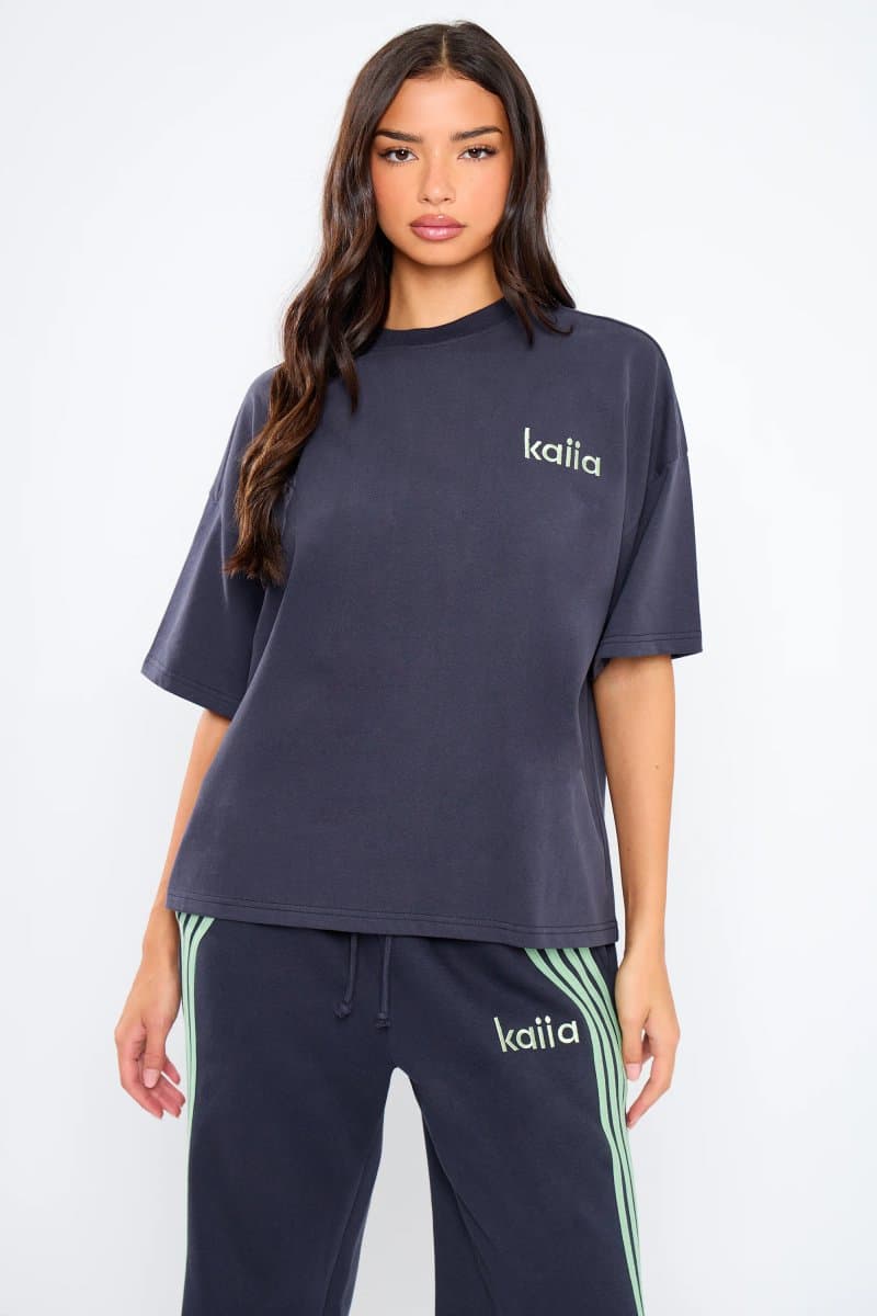 Kaiia Kaiia Oversized Navy & Jade Green T-Shirt