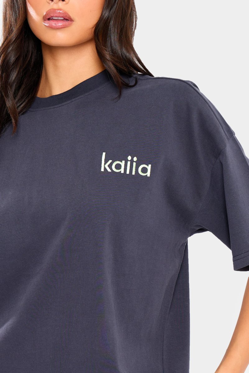 Kaiia Kaiia Oversized T-Shirt Navy & Jade Green - 2