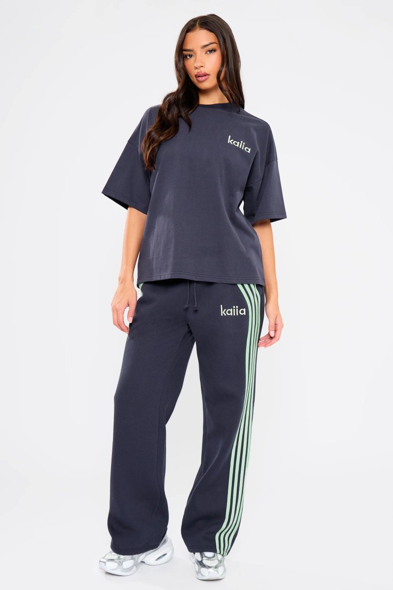Kaiia Kaiia Oversized T-Shirt Navy & Jade Green - 3