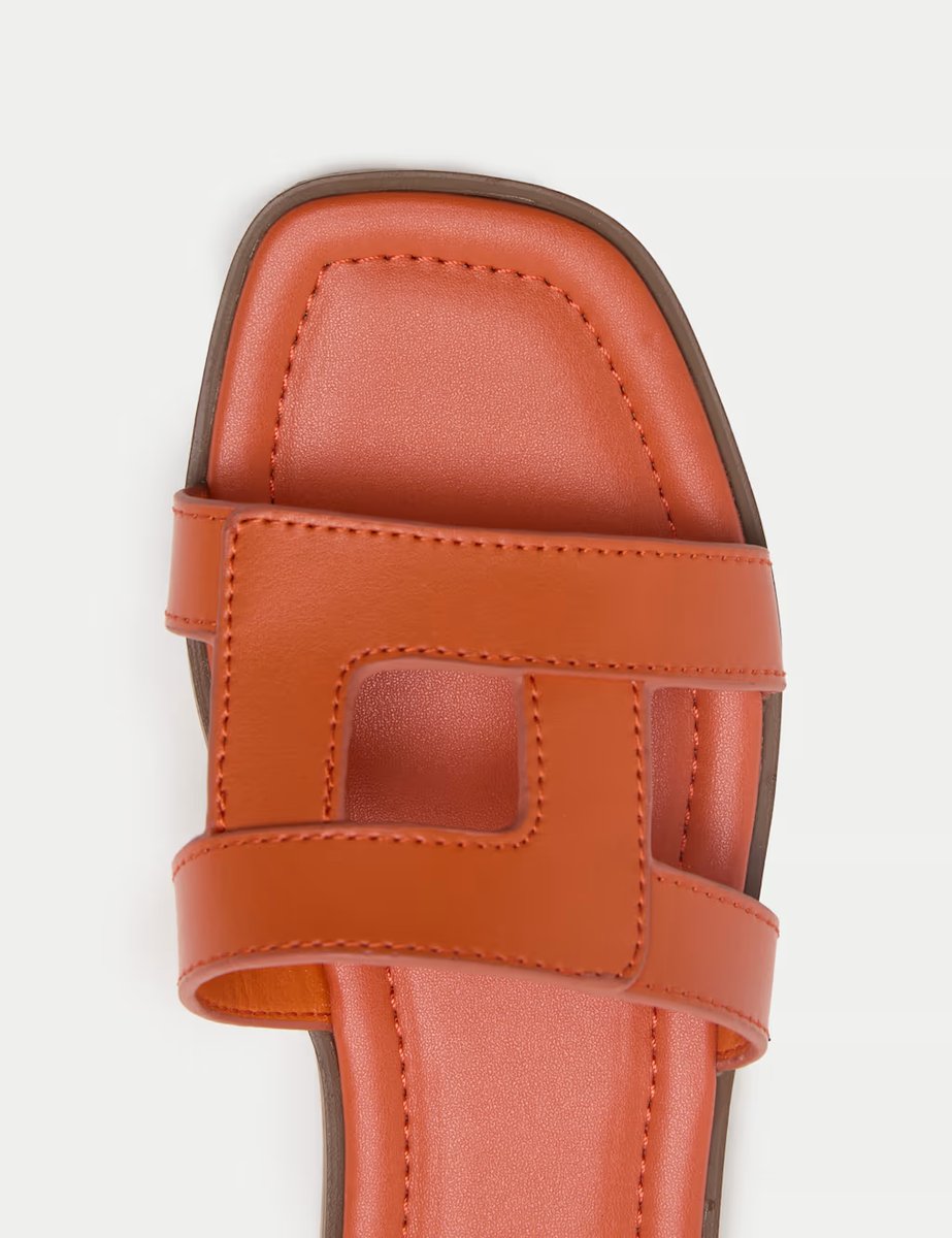 Marks & Spencer M&S Leather Flat Mule Sandals Orange - 2