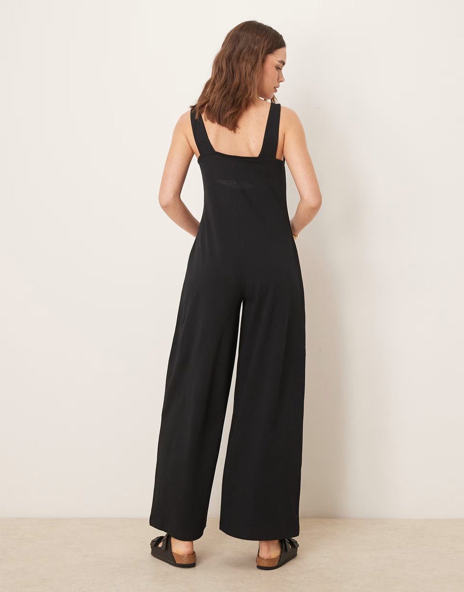 ASOS ASOS DESIGN button through jumpsuit in black - 4