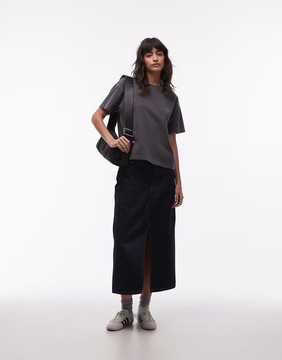 ASOS Carhartt WIP brandon denim midi skirt in blue grind wash
