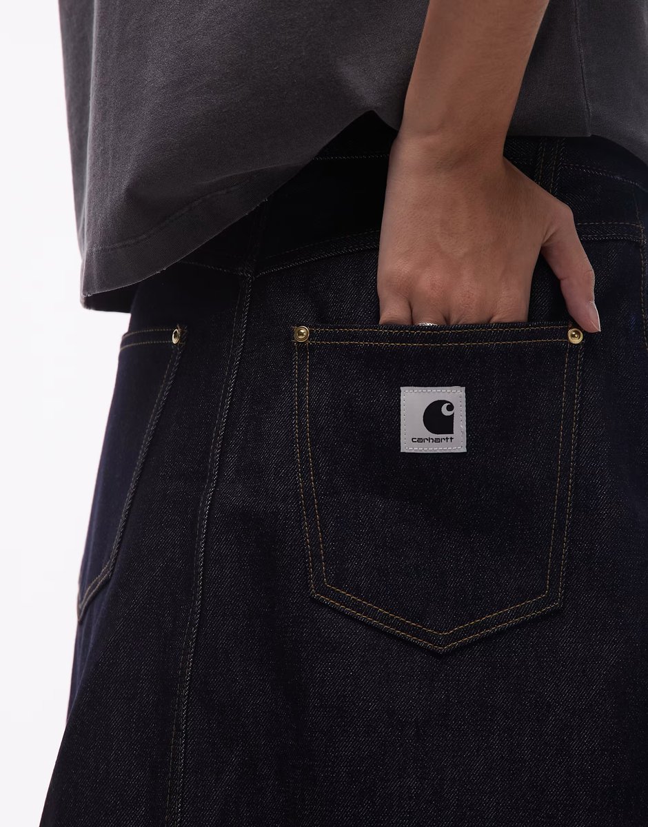 ASOS Carhartt WIP brandon denim midi skirt in blue grind wash - 2