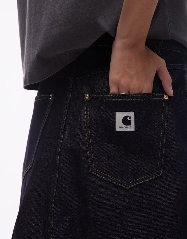 ASOS Carhartt WIP brandon denim midi skirt in blue grind wash - 2