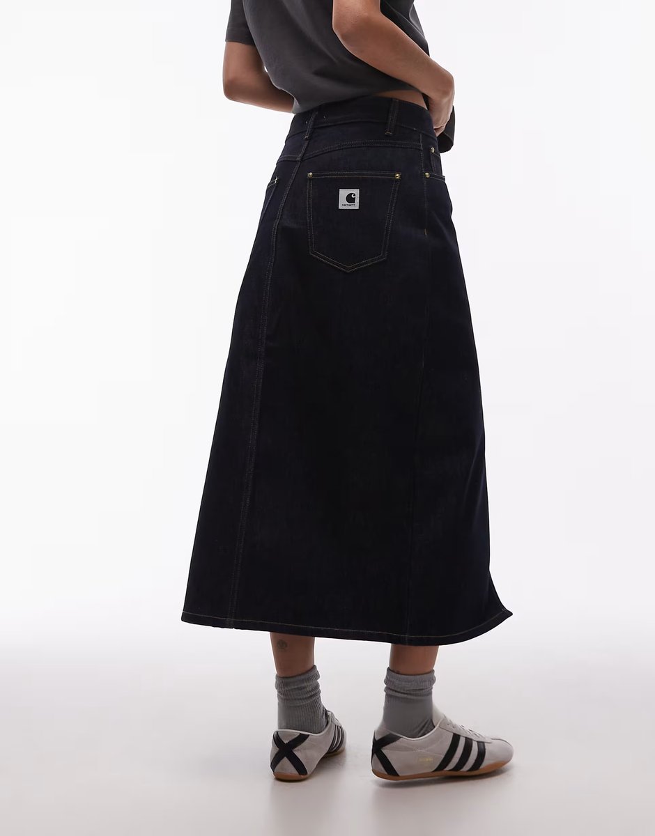 ASOS Carhartt WIP brandon denim midi skirt in blue grind wash - 3