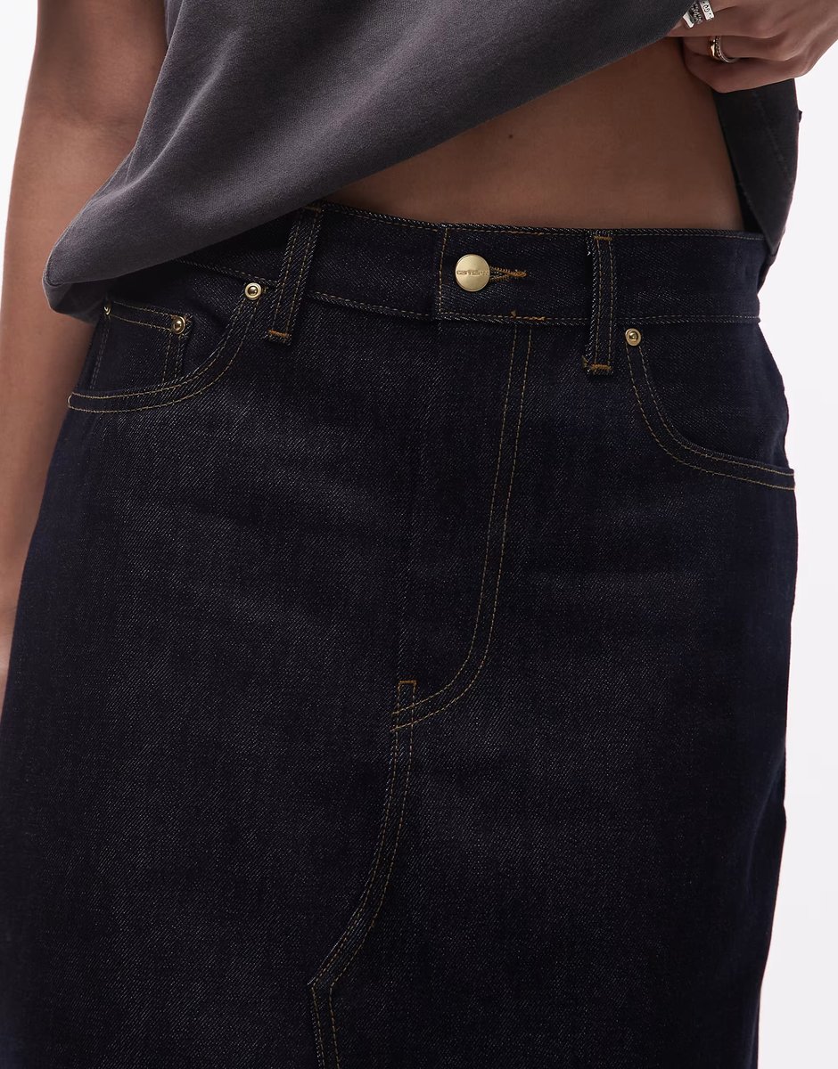 ASOS Carhartt WIP brandon denim midi skirt in blue grind wash - 4