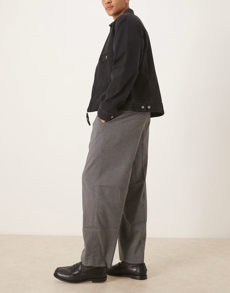 ASOS Abercrombie & Fitch smart baggy trouser in grey - 3