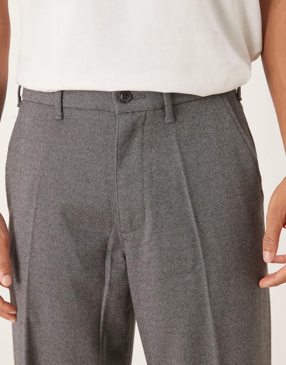 ASOS Abercrombie & Fitch smart baggy trouser in grey - 4
