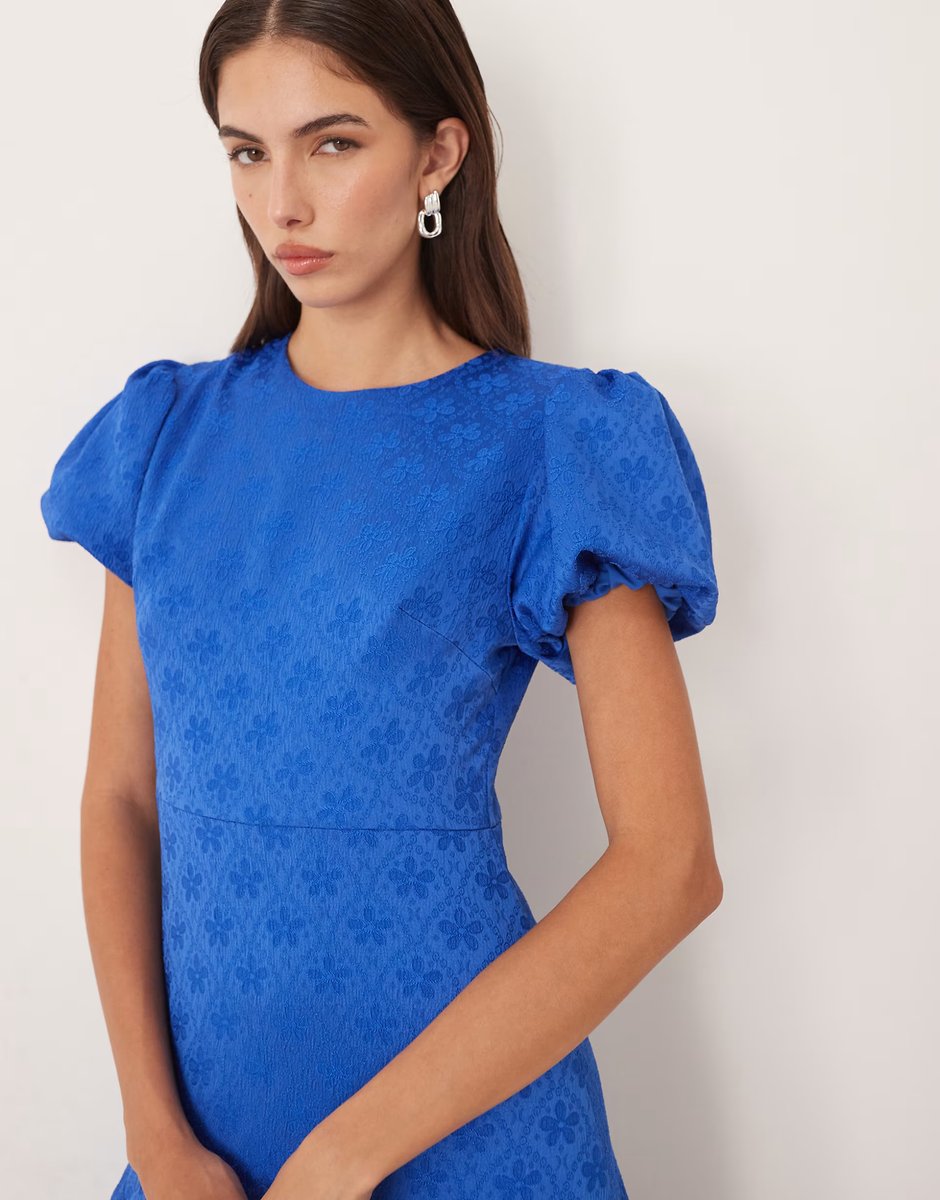 ASOS Sister Jane godet jacquard midi dress in colbalt blue - 3