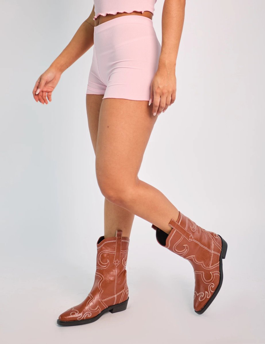 Public Desire Ribbed Micro Shorts Co Ord Pink - 3