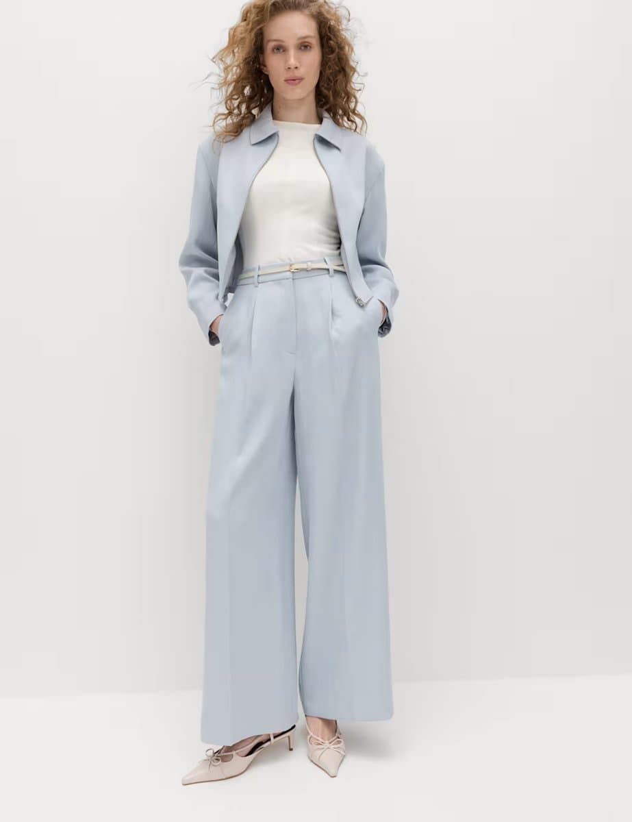 Marks & Spencer M&S Relaxed Trousers with Linen Chambray